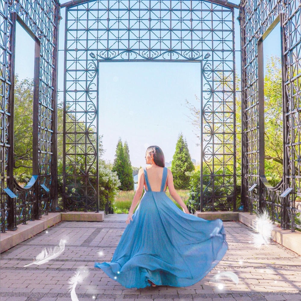 Elegant Blue Blackless Maxi Dress